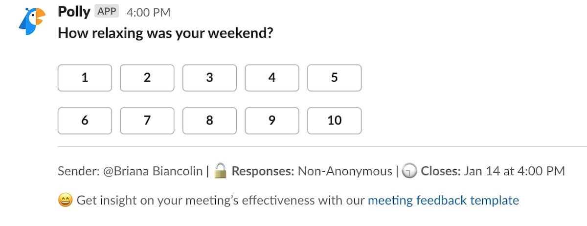 Example of a Polly poll in Slack