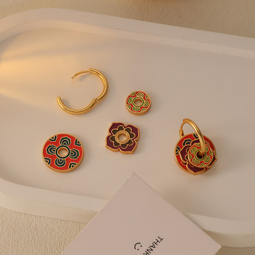 Title 3, Womens Enamelled Drip Oil Ear Clasp. Unique de...