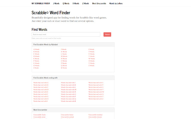 Scrabble Word Finder chrome extension