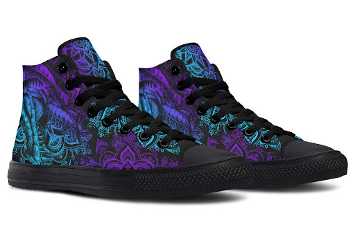 Title 7, Printed Couple High Top Canvas Shoes, stylish a...