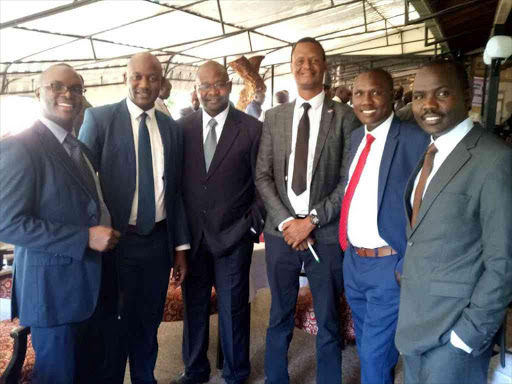 Gilbert Kibet, Augustine Lokwang, Peter Lotee, James Munyao, Benson Milao and George Mbogo during the first annual general meeting of the Association of Corporate and Industrial Security Management Professionals of Kenya at Parklands Club in Nairobi, February 10, 2018. /RAMADHAN RAJAB