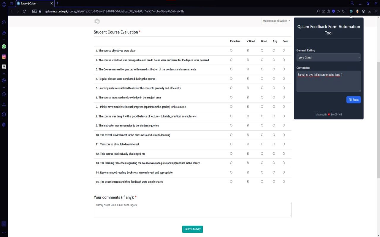 QALAM Feedback Form Automation Tool Preview image 0