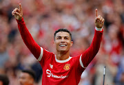 Manchester United's Cristiano Ronaldo celebrates scoring their second goal.