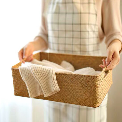 Title 7, Hand Woven Storage Baskets Three Piece Set Vers...