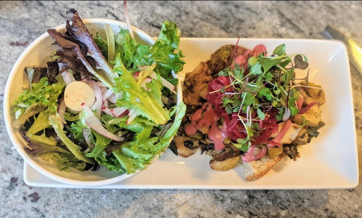 Mushroom Toast on GF bread, no gruyere mornay