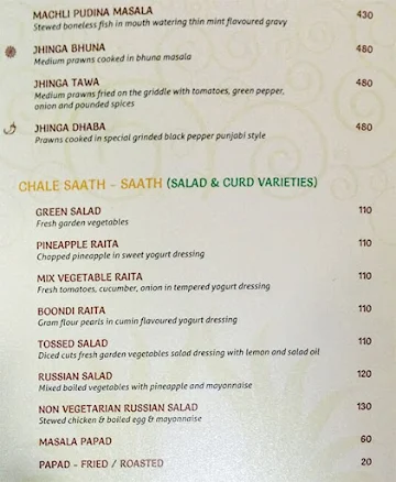 Hotel Sai Palace Garden menu 