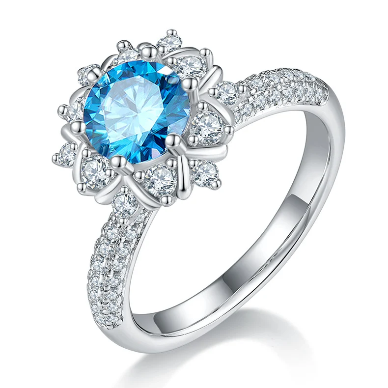 925 Zilver Moissanite Ring 1 Karaat Kunstmatige Diamant Bloem Aanzoek - Perfect Verlovingsgeschenk & Huwelijksaanzoek