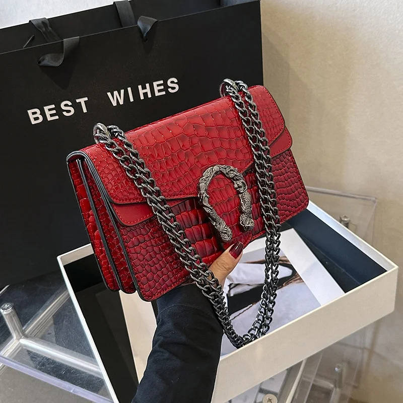 Sac à Bandoulière Carré pour Femme avec Chaîne Petit Sac de Mode Idéal pour Sorties et Usage Quotidien Élégant et Pratique.