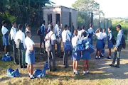 Pupils from Esizibeni Sivananda Vaswani School after they were allegedly denied access to the school on Monday.