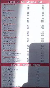 Goyal Ji Foods menu 1