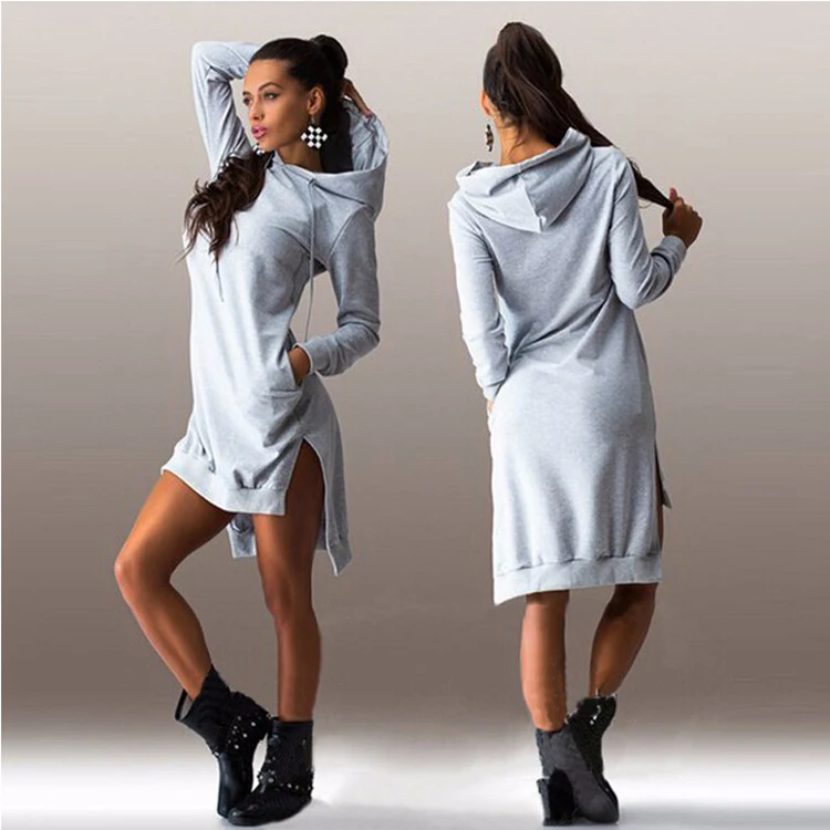 Vestido suéter largo con capucha irregular de moda europea y americana, perfecto para un look explosivo y moderno en AliExpress Ebay Hot Wish.