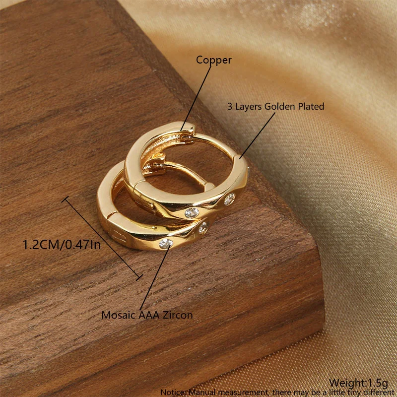 Pendientes Elegantes y Sencillos Personalizados con Circonitas Huecas Geométricas, Diseño Atemporal para un Look Sofisticado