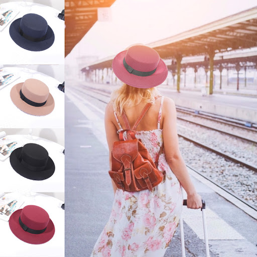 Title 9, Flat Top Retro British Big Brim Fedora Hat Stre...