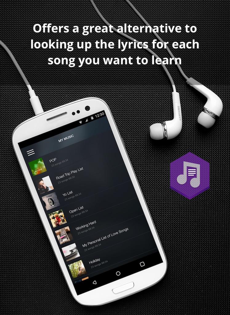 Music Player With Lyrics Guide Screen 1