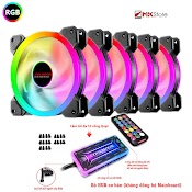 Bộ 5 Quạt Led Rgb Coolmoon Sunshine Dual Ring Kèm Hub + Điều Khiển