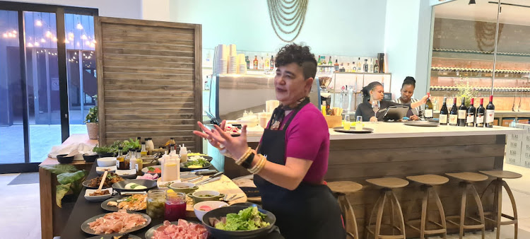 Karen Dudley making ‘love sandwiches’ at the Plett Food & Film fest at the new ZOOX restaurant on the Telluric Wine Estate, the Crags