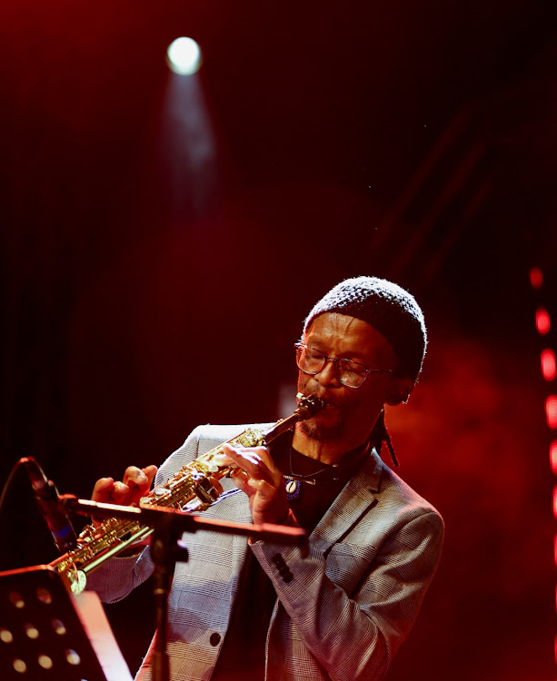 South African jazz saxophonist McCoy Mrubata performs during the Standard Bank Joy of Jazz concert, at the Sandton Convention Centre, in Johannesburg, South Africa, September 30, 2023. REUTERS/Siphiwe Sibeko