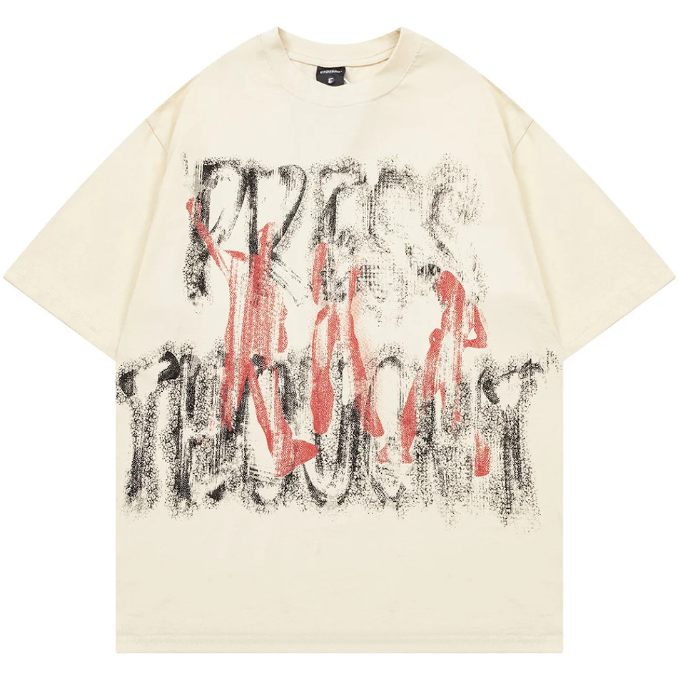 Herenmode losse casual katoenen top met letters, comfortabele pasvorm en een trendy uitstraling, ideaal voor dagelijks gebruik.