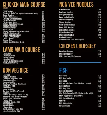 China Tang's menu 
