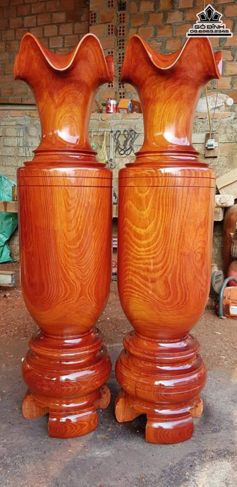 Cặp Lục Bình Gỗ Hương