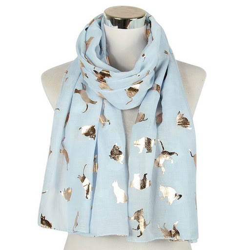Title 4, Big cat bronzing printed polyester scarf