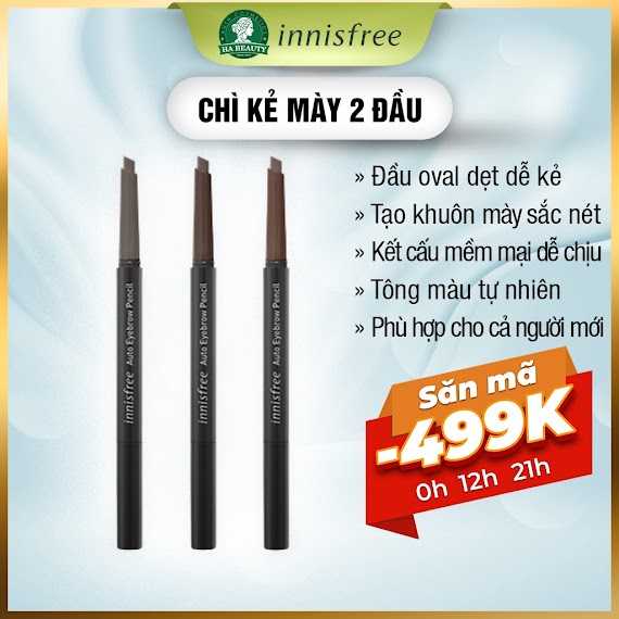 Chì Kẻ Mày Trang Điểm Chân Mày Lông Mày Innisfree Auto Eyebrow Pencil 0.3G