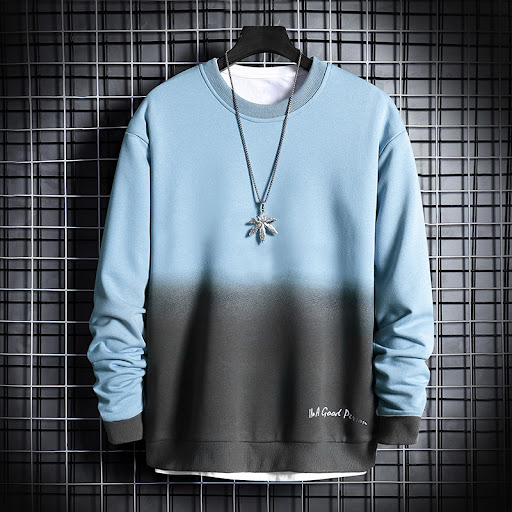 Title 5, Gradient Color Round Neck Loose Pullover Fashio...