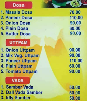 Madurai South Indian Food menu 