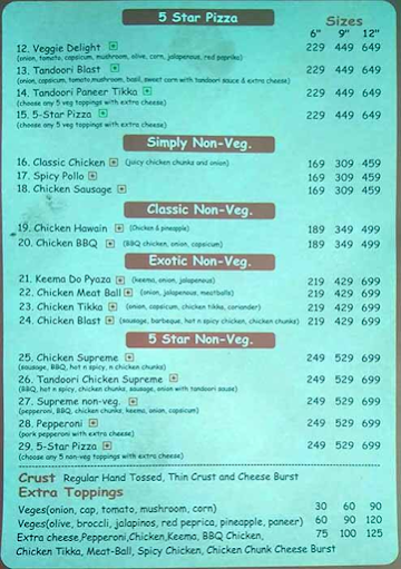 Italian Pizza menu 