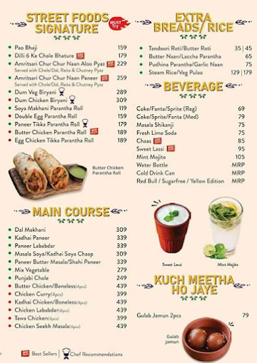 Paneer Singh & Chicken Khurana menu 