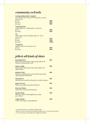 Foxtrot Gastropub menu 