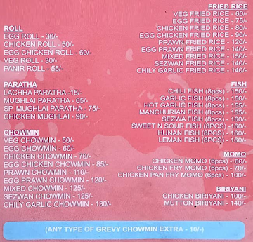 Aahar Fast Food Centre menu 