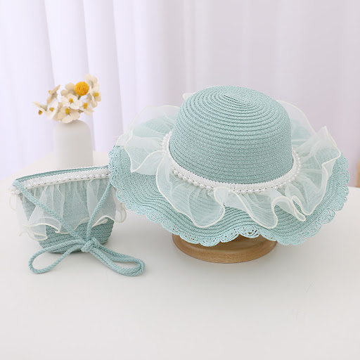 Title 8, Childrens Fashion Lace Pearl Straw Sun Hat, st...