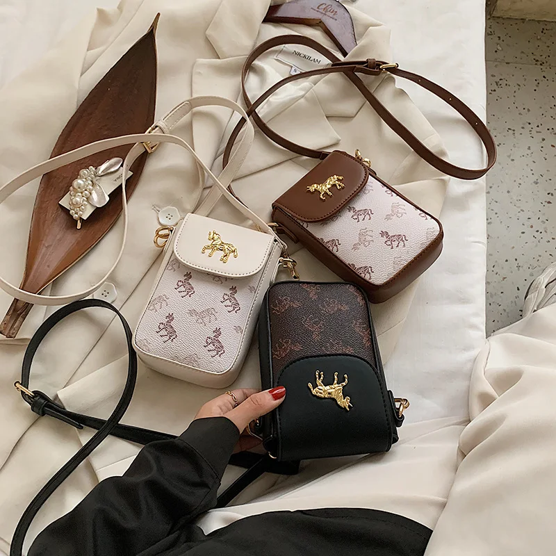 Bolso bandolera para mujer con estampado de moda, un solo hombro, combina con todo, para móvil. ¡Elegancia y funcionalidad!