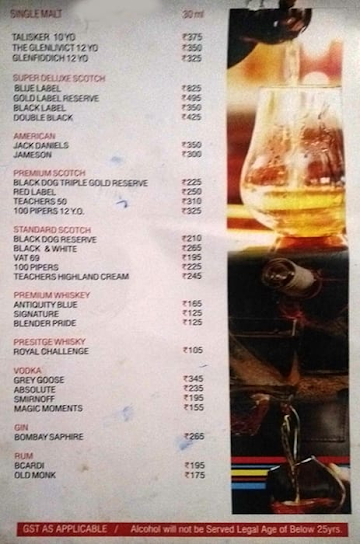 VoiZe Lounge Bar menu 