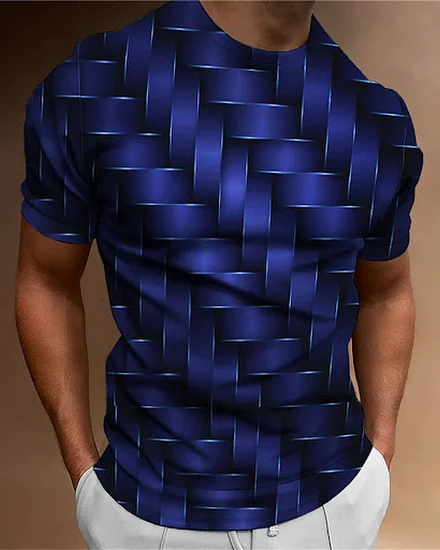 2023 Simple Men'S T-Shirt Geometric Pattern 3d Printed Me... - 3