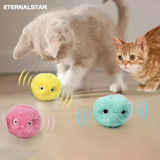 Smart Cat Ball Toys Plush Electric Catnip Training Toy Kitten Touch Sounding Squeaky Supplies Pet Products Toy For Cats