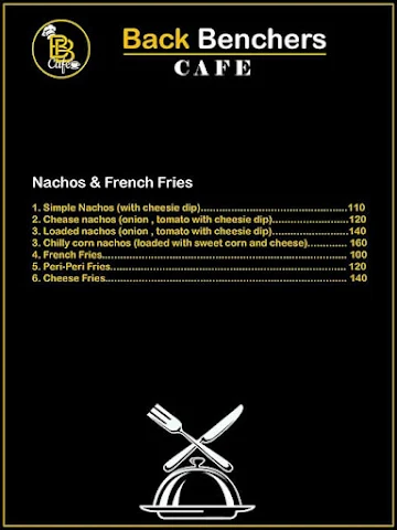 Back Benches Cafe menu 