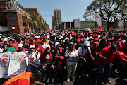 Members of trade unions Cosatu and Saftu march through the Pretoria CBD on Wednesday. Picture: Alaister Russell/The Sunday Times