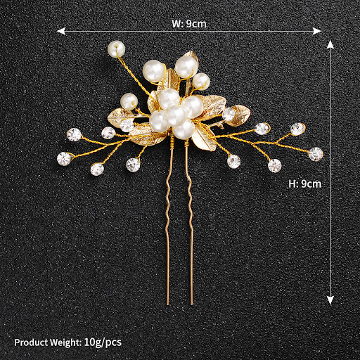Title 4, Handmade Pearl U-shaped Headdress Bridal Jewelr...