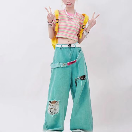Title 2, American Retro Tattered Jeans for a vintage loo...