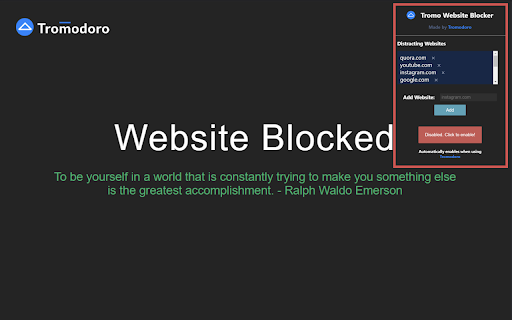 Tromo Website Blocker