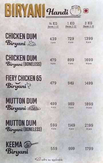 Biryani Blues menu 