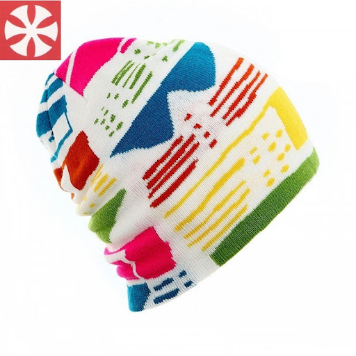 Title 5, Double-layer Knitted Rainbow Parent-child Beani...