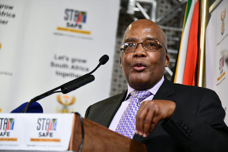 Home affairs minister Aaron Motsoaledi at a media briefing on Wednesday.