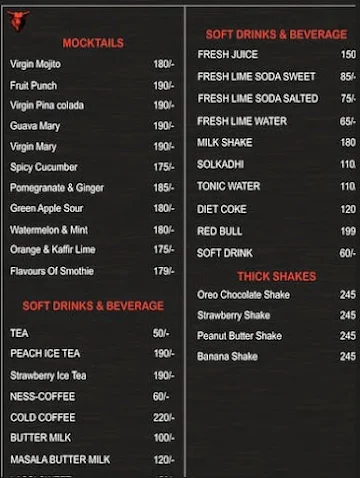 The Bigg Bull menu 