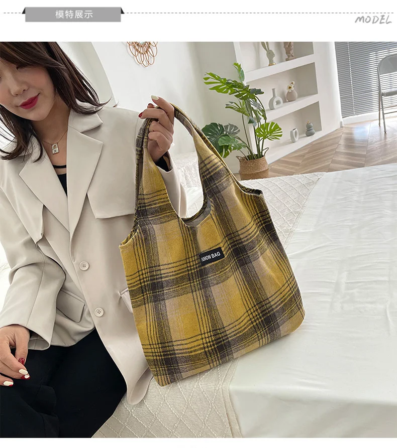 Title 13, New Retro British Checked Canvas Bag for Women....