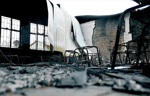 RESULT OF FRUSTRATION : A school that was damaged by protesting residents in Kopela two weeks ago. Residents want basic services like running water, roads and electricity Photo: Tiro Ramatlhatse