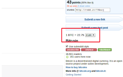 Reddit BTC Ticker