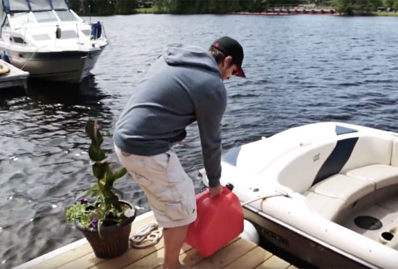 filling fuel in a boat 